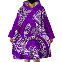 Polynesian Pride Hawaii Wearable Blanket Hoodie Hawaiian Tribal Honu Purple Version - Wonder Print Shop