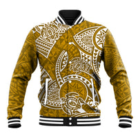 Polynesian Pride Hawaii Baseball Jacket Hawaiian Tribal Honu Gold Version - Wonder Print Shop
