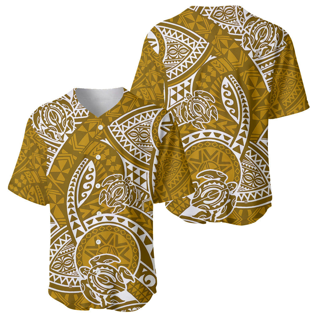 Polynesian Pride Hawaii Baseball Jersey Hawaiian Tribal Honu Gold Version - Wonder Print Shop