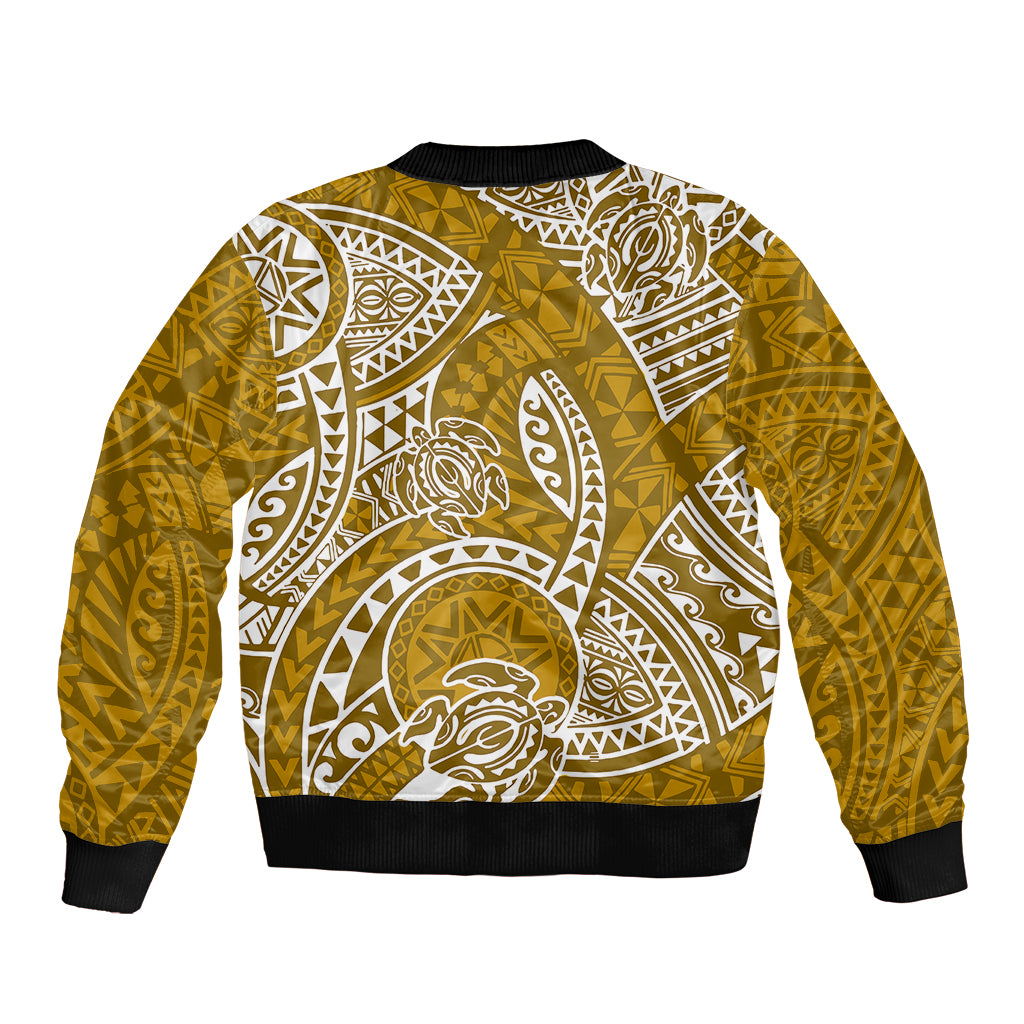 Polynesian Pride Hawaii Bomber Jacket Hawaiian Tribal Honu Gold Version - Wonder Print Shop