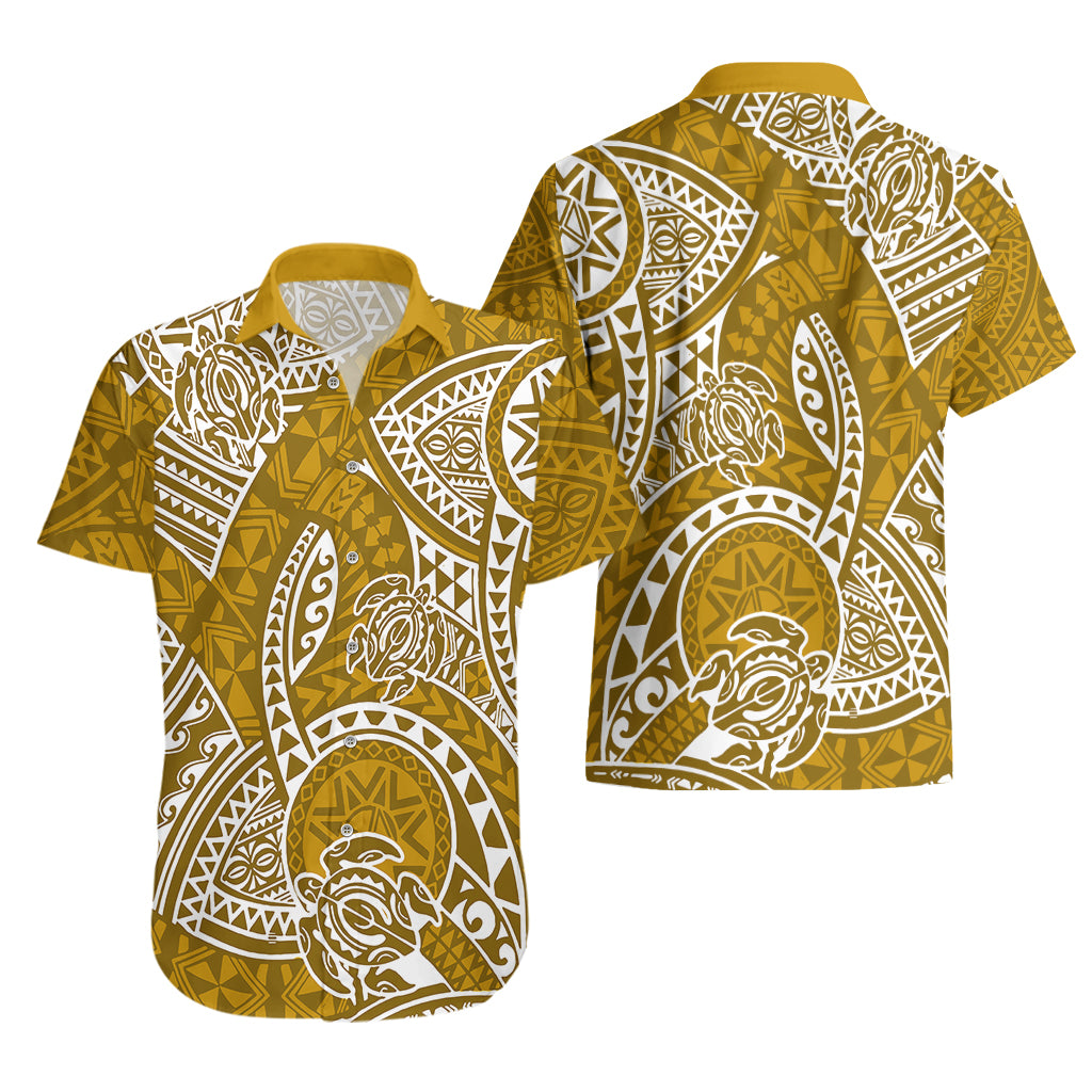 Polynesian Pride Hawaii Hawaiian Shirt Hawaiian Tribal Honu Gold Version - Wonder Print Shop