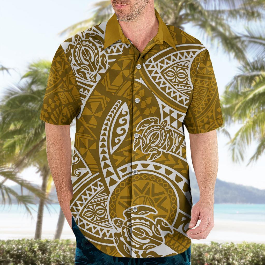Polynesian Pride Hawaii Hawaiian Shirt Hawaiian Tribal Honu Gold Version - Wonder Print Shop