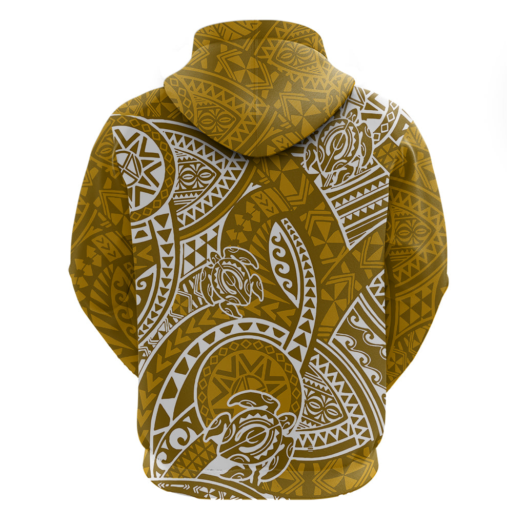Polynesian Pride Hawaii Hoodie Hawaiian Tribal Honu Gold Version - Wonder Print Shop