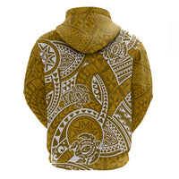 Polynesian Pride Hawaii Hoodie Hawaiian Tribal Honu Gold Version - Wonder Print Shop