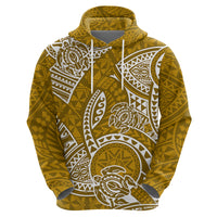 Polynesian Pride Hawaii Hoodie Hawaiian Tribal Honu Gold Version - Wonder Print Shop