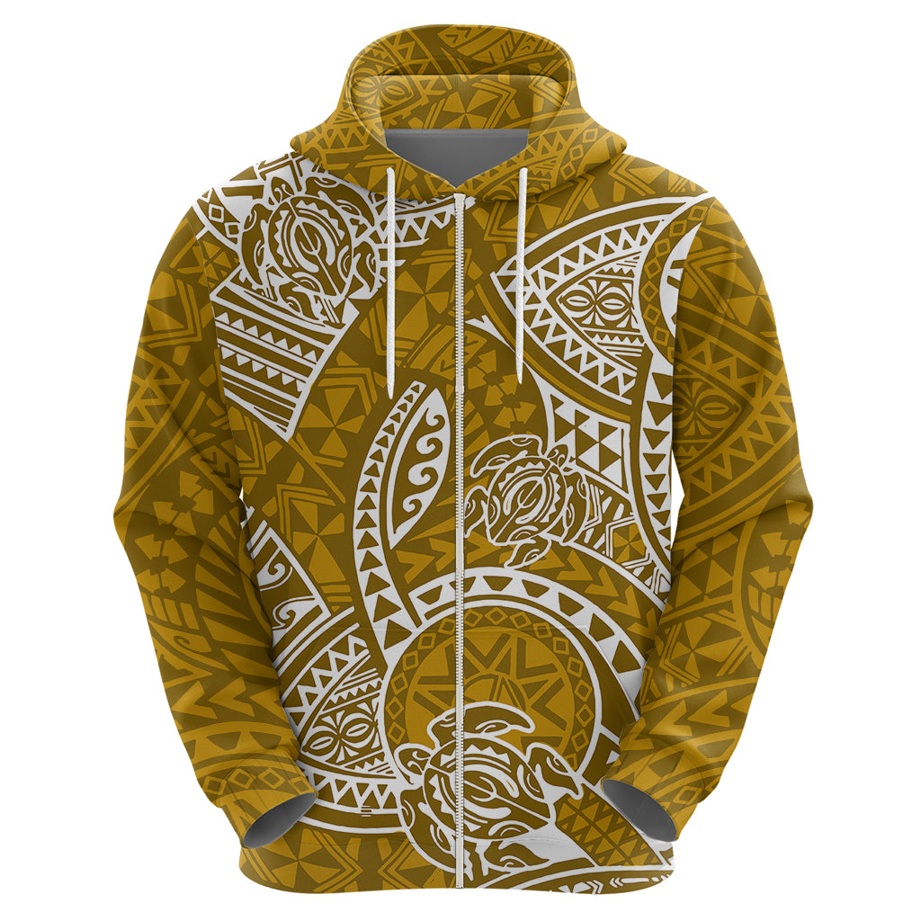 Polynesian Pride Hawaii Hoodie Hawaiian Tribal Honu Gold Version - Wonder Print Shop