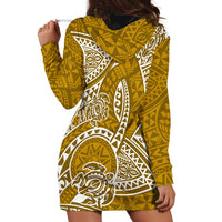 Polynesian Pride Hawaii Hoodie Dress Hawaiian Tribal Honu Gold Version - Wonder Print Shop