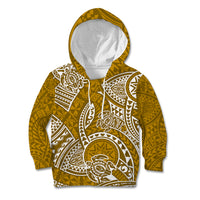 Polynesian Pride Hawaii Kid Hoodie Hawaiian Tribal Honu Gold Version - Wonder Print Shop