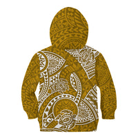 Polynesian Pride Hawaii Kid Hoodie Hawaiian Tribal Honu Gold Version - Wonder Print Shop