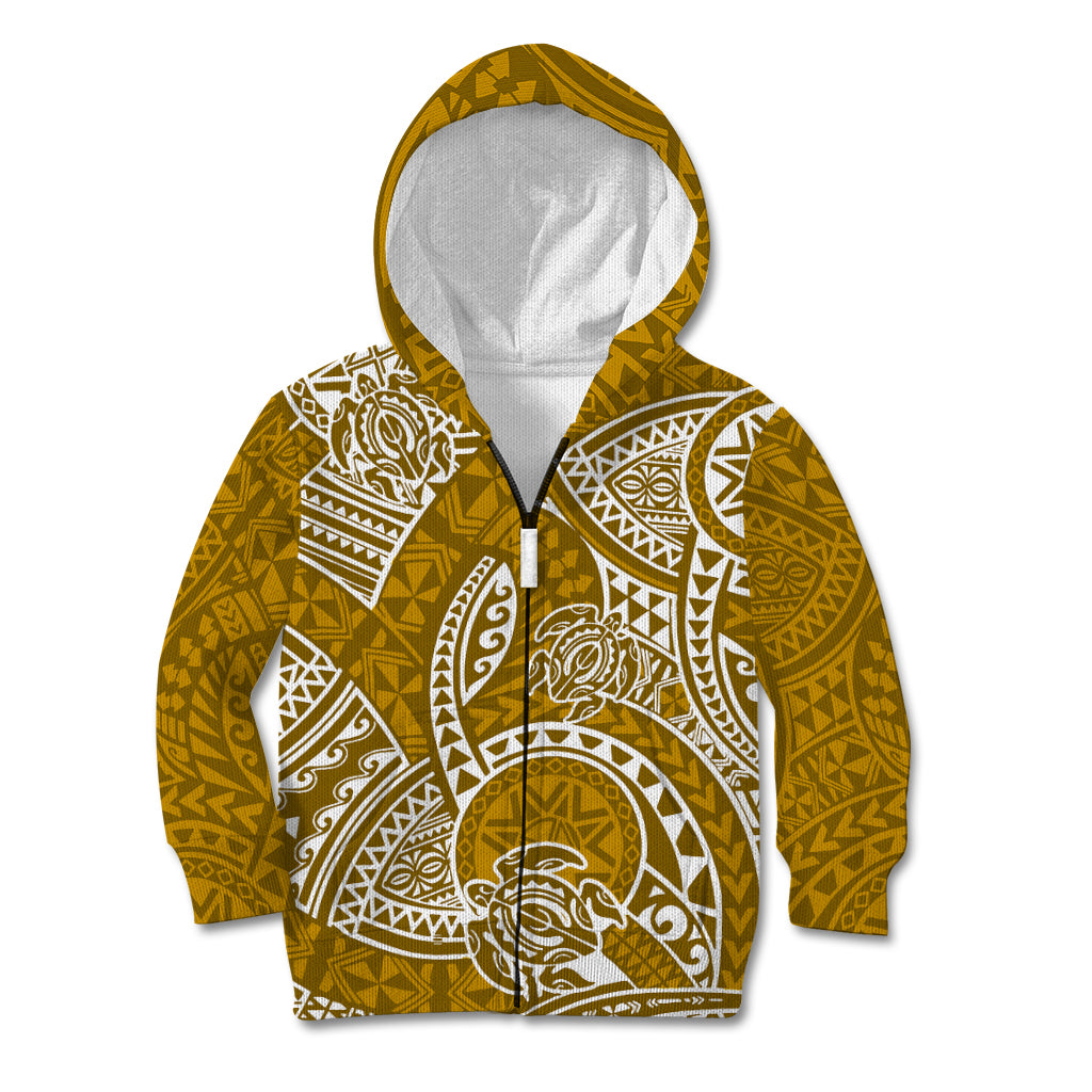 Polynesian Pride Hawaii Kid Hoodie Hawaiian Tribal Honu Gold Version - Wonder Print Shop