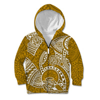 Polynesian Pride Hawaii Kid Hoodie Hawaiian Tribal Honu Gold Version - Wonder Print Shop
