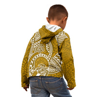 Polynesian Pride Hawaii Kid Hoodie Hawaiian Tribal Honu Gold Version - Wonder Print Shop
