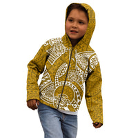 Polynesian Pride Hawaii Kid Hoodie Hawaiian Tribal Honu Gold Version - Wonder Print Shop