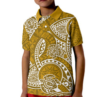 Polynesian Pride Hawaii Kid Polo Shirt Hawaiian Tribal Honu Gold Version - Wonder Print Shop