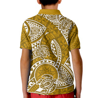 Polynesian Pride Hawaii Kid Polo Shirt Hawaiian Tribal Honu Gold Version - Wonder Print Shop