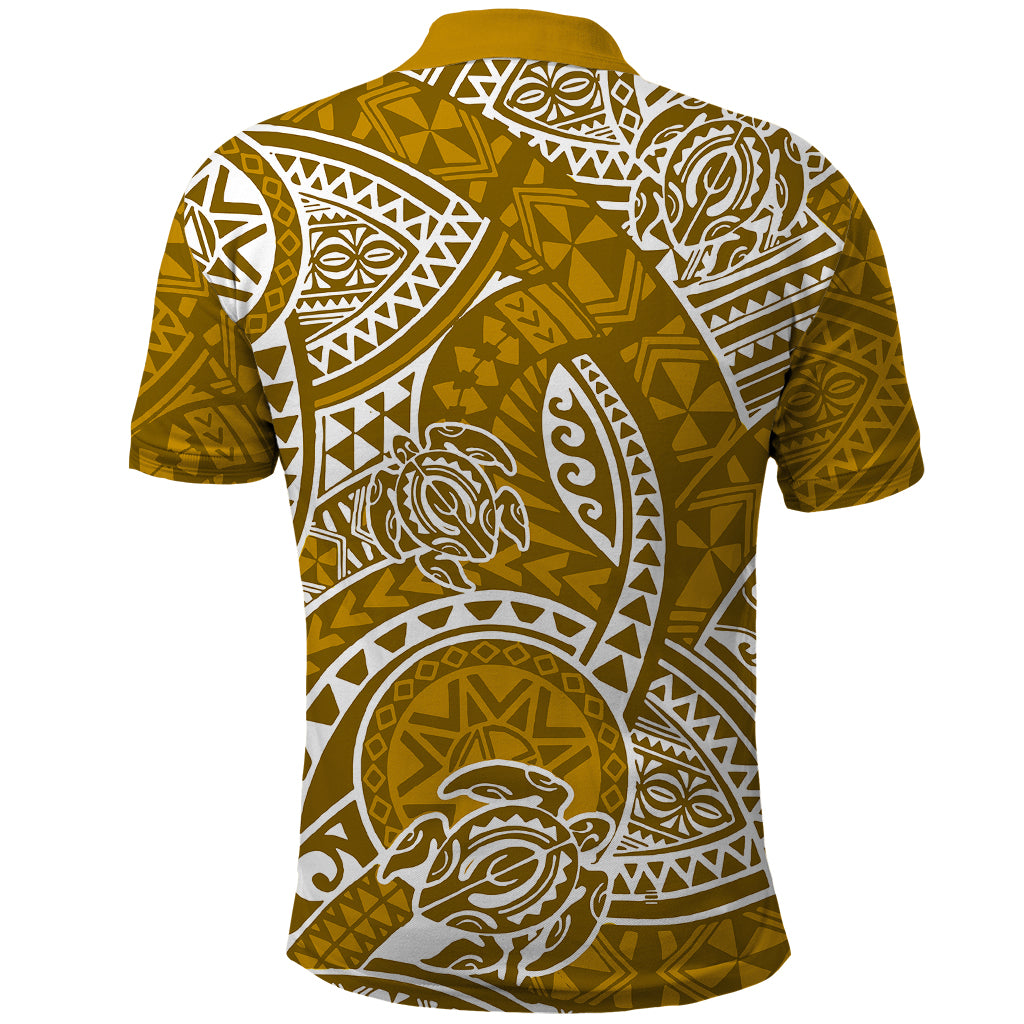 Polynesian Pride Hawaii Polo Shirt Hawaiian Tribal Honu Gold Version - Wonder Print Shop