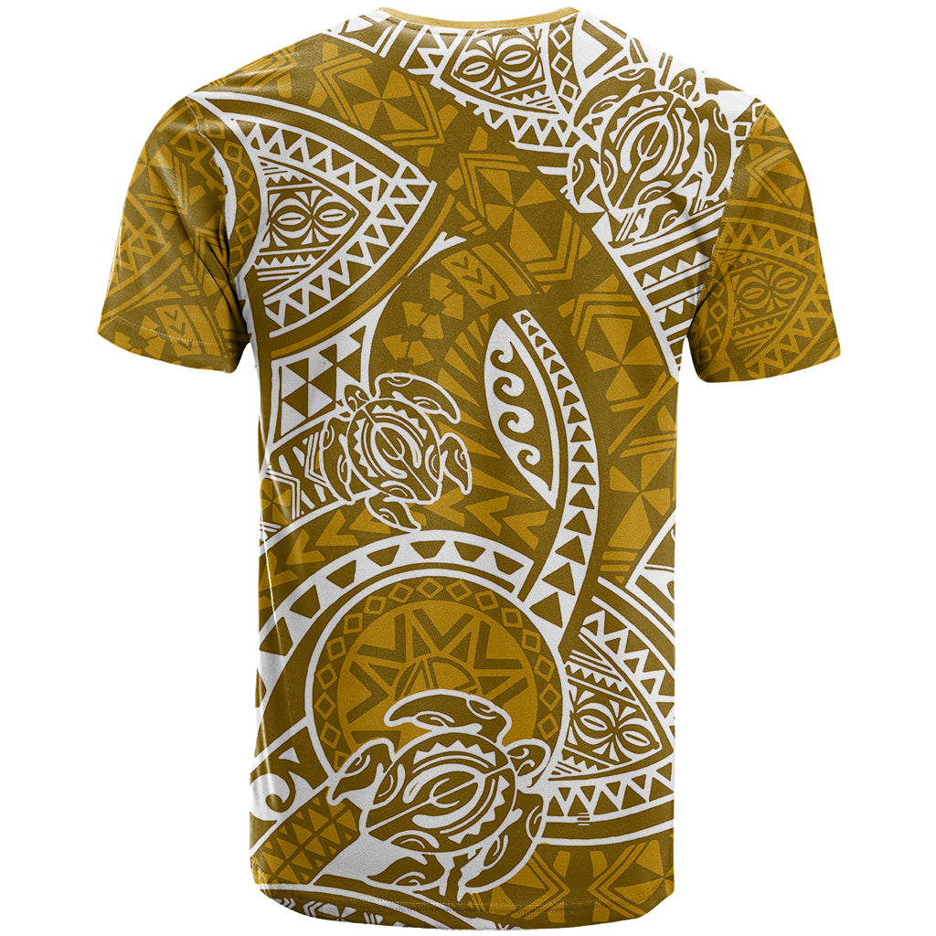 Polynesian Pride Hawaii T Shirt Hawaiian Tribal Honu Gold Version - Wonder Print Shop