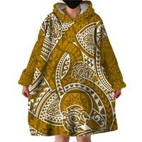 Polynesian Pride Hawaii Wearable Blanket Hoodie Hawaiian Tribal Honu Gold Version - Wonder Print Shop