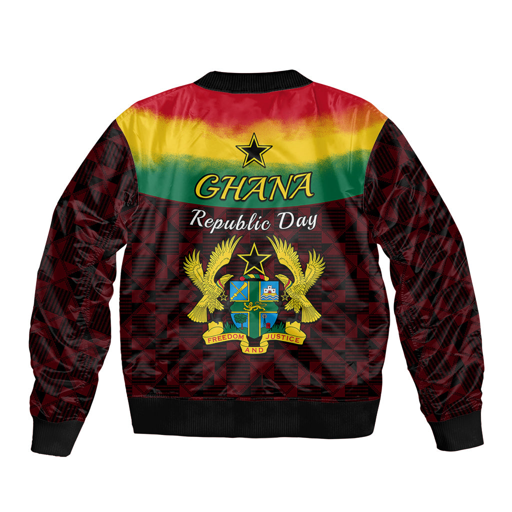 1 July Ghana Republic Day Sleeve Zip Bomber Jacket African Pattern Mix Flag Unique Style - Wonder Print Shop