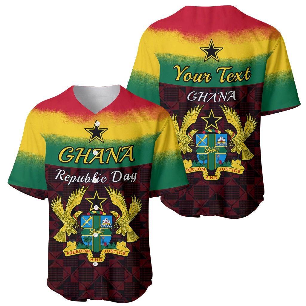 Personalised 1 July Ghana Republic Day Baseball Jersey African Pattern Mix Flag Unique Style - Wonder Print Shop