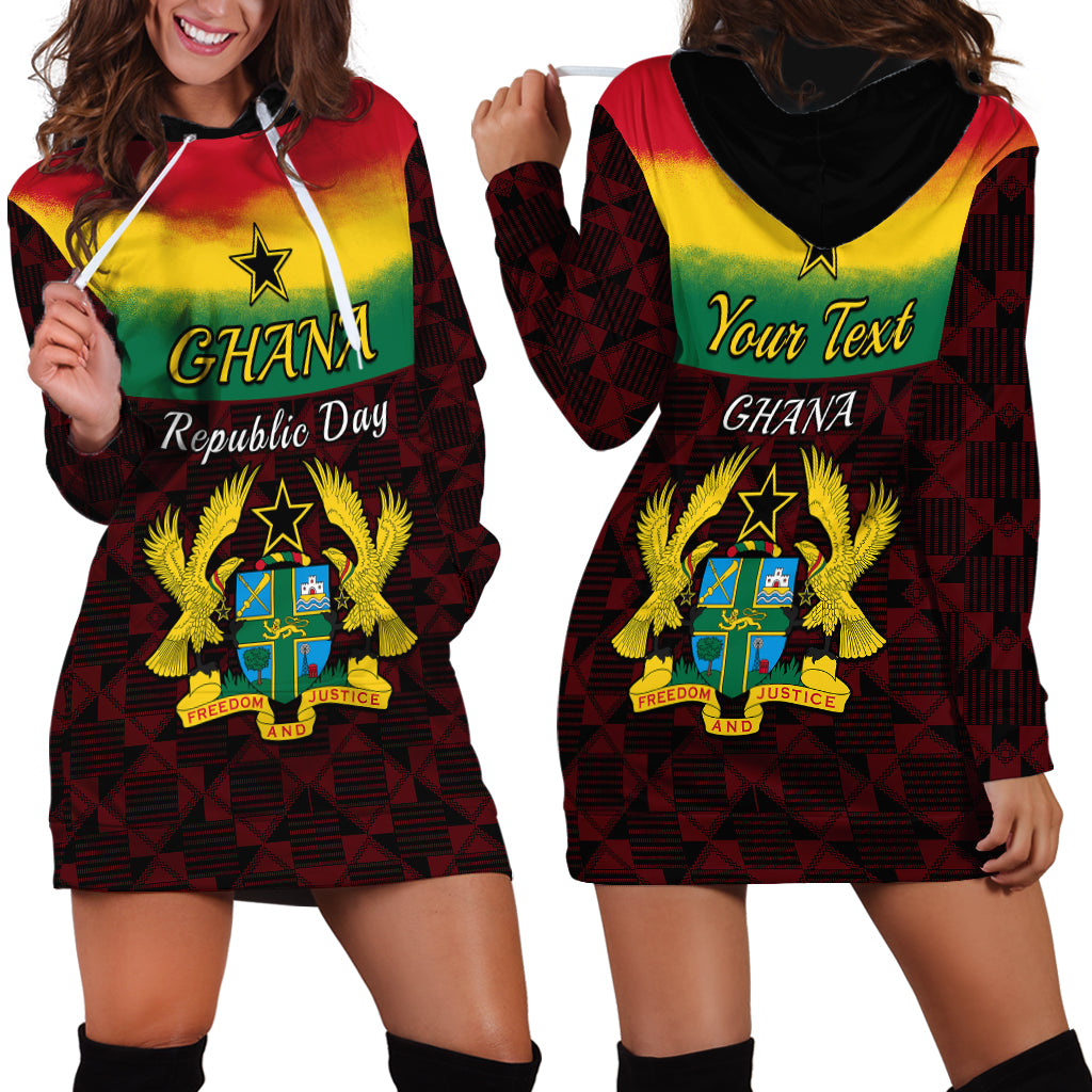 Personalised 1 July Ghana Republic Day Hoodie Dress African Pattern Mix Flag Unique Style - Wonder Print Shop