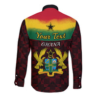 Personalised 1 July Ghana Republic Day Long Sleeve Button Shirt African Pattern Mix Flag Unique Style - Wonder Print Shop