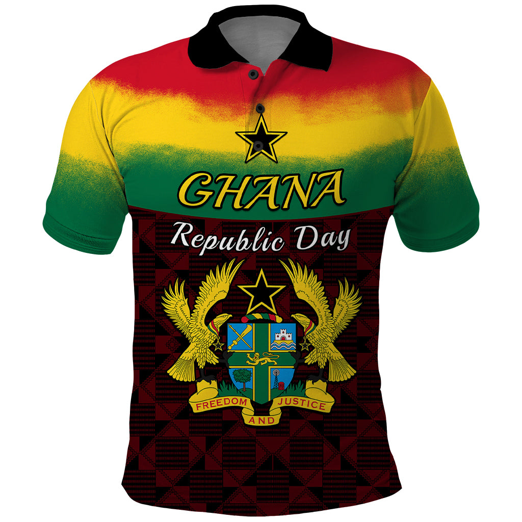Personalised 1 July Ghana Republic Day Polo Shirt African Pattern Mix Flag Unique Style - Wonder Print Shop