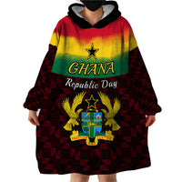 Personalised 1 July Ghana Republic Day Wearable Blanket Hoodie African Pattern Mix Flag Unique Style - Wonder Print Shop