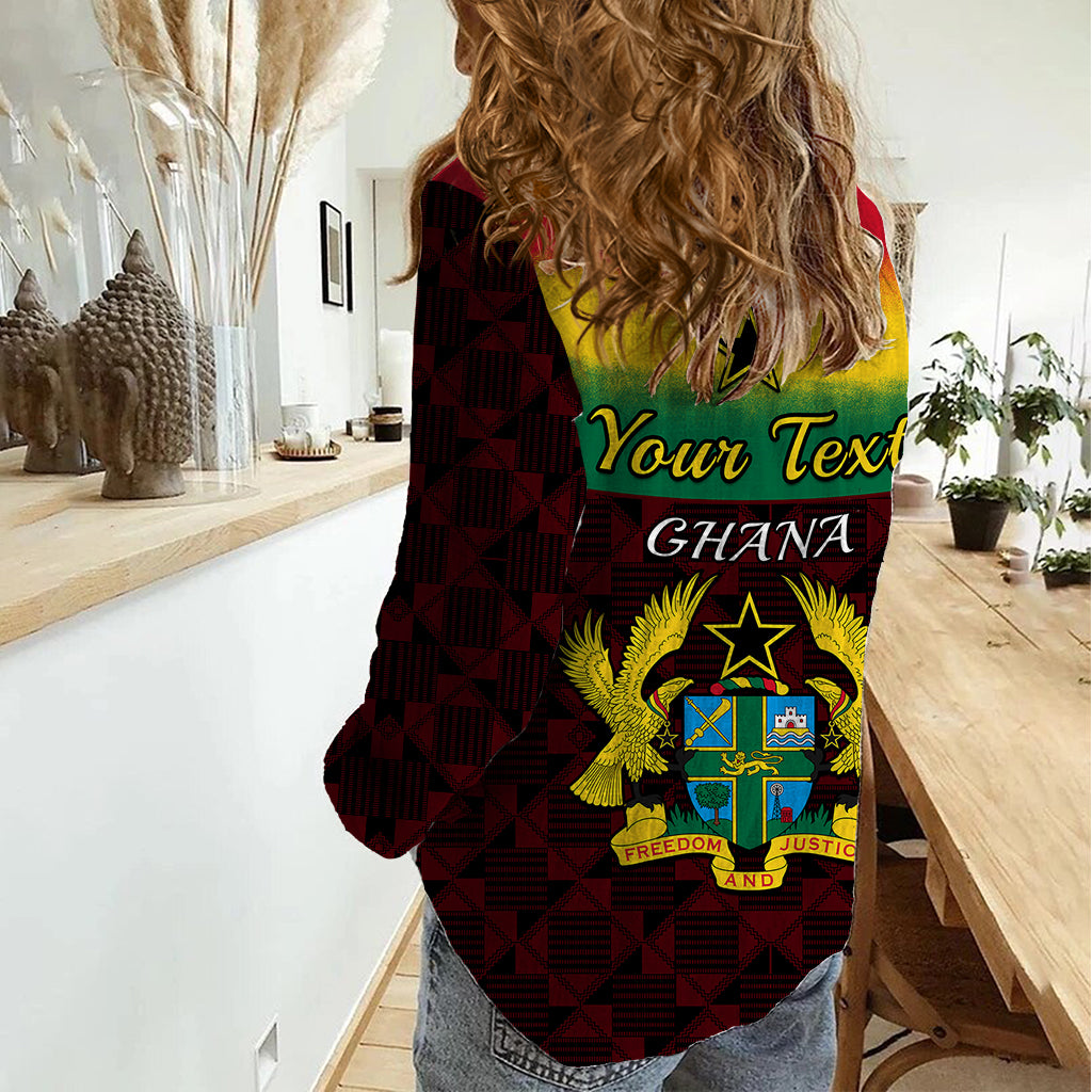 Personalised 1 July Ghana Republic Day Women Casual Shirt African Pattern Mix Flag Unique Style - Wonder Print Shop