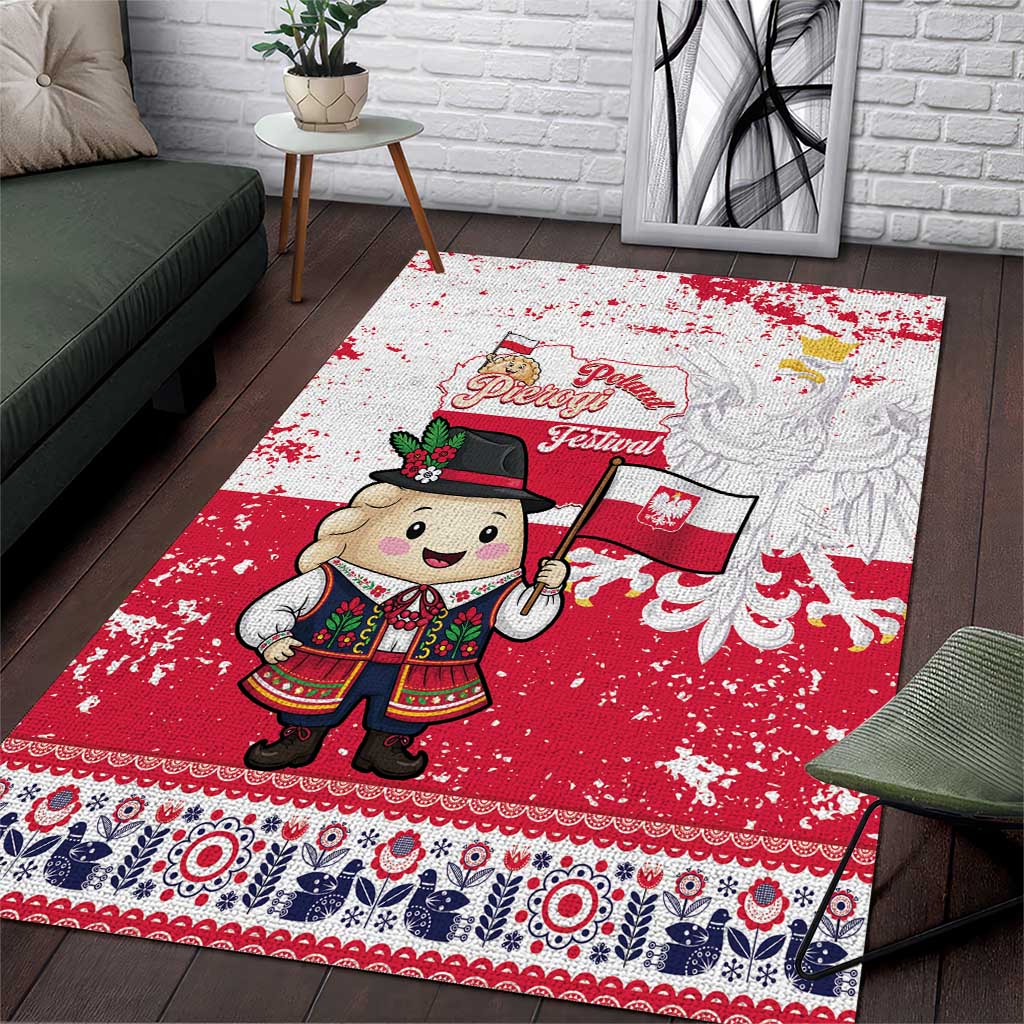 Poland Pierogi Festival Area Rug Funny Dumpling Costume With Flag - Wonder Print Shop