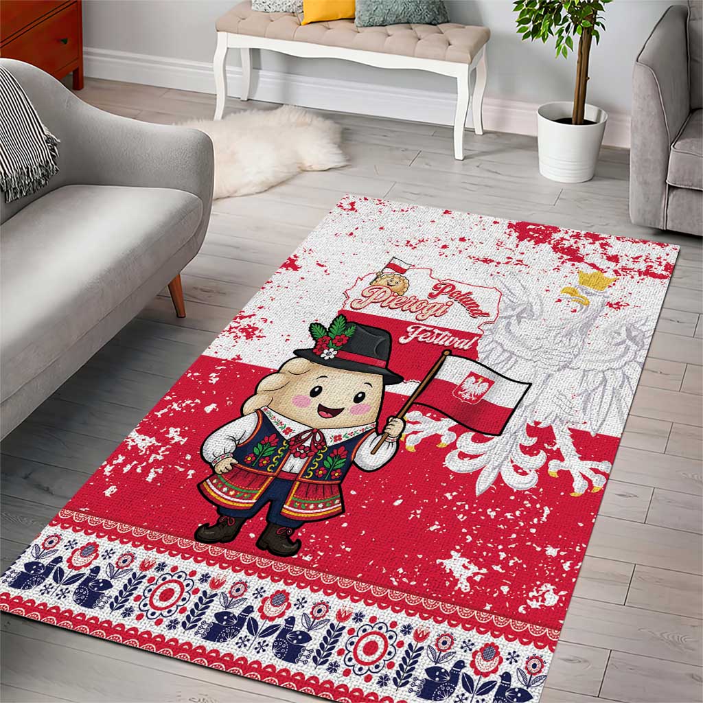 Poland Pierogi Festival Area Rug Funny Dumpling Costume With Flag - Wonder Print Shop