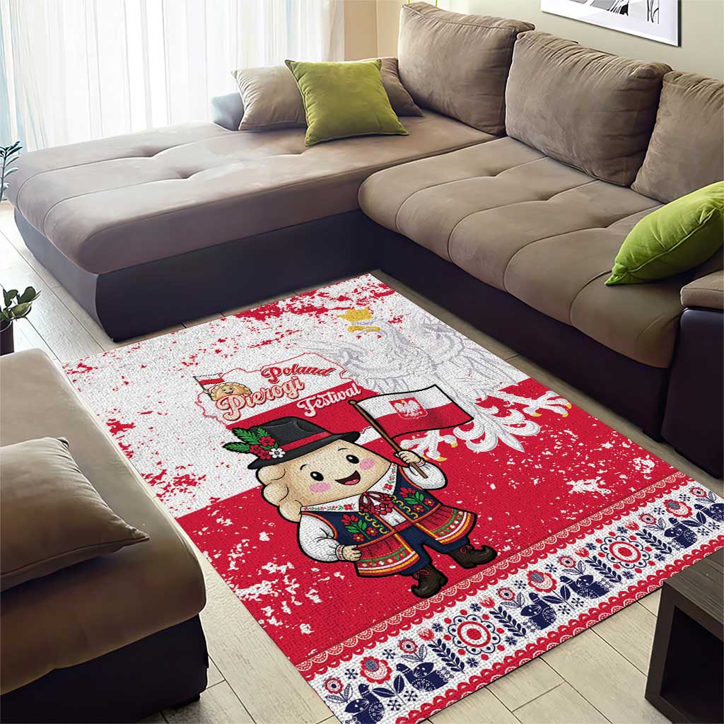 Poland Pierogi Festival Area Rug Funny Dumpling Costume With Flag - Wonder Print Shop
