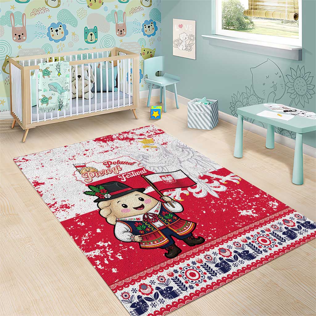 Poland Pierogi Festival Area Rug Funny Dumpling Costume With Flag - Wonder Print Shop