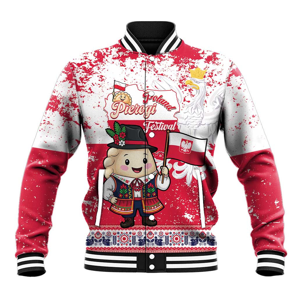 Poland Pierogi Festival Baseball Jacket Funny Dumpling Costume With Flag - Wonder Print Shop