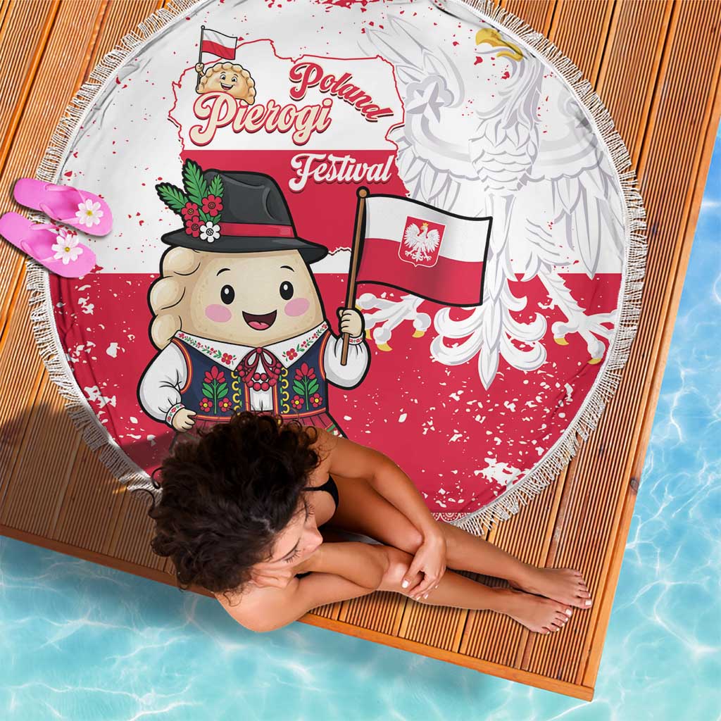 Poland Pierogi Festival Beach Blanket Funny Dumpling Costume With Flag - Wonder Print Shop