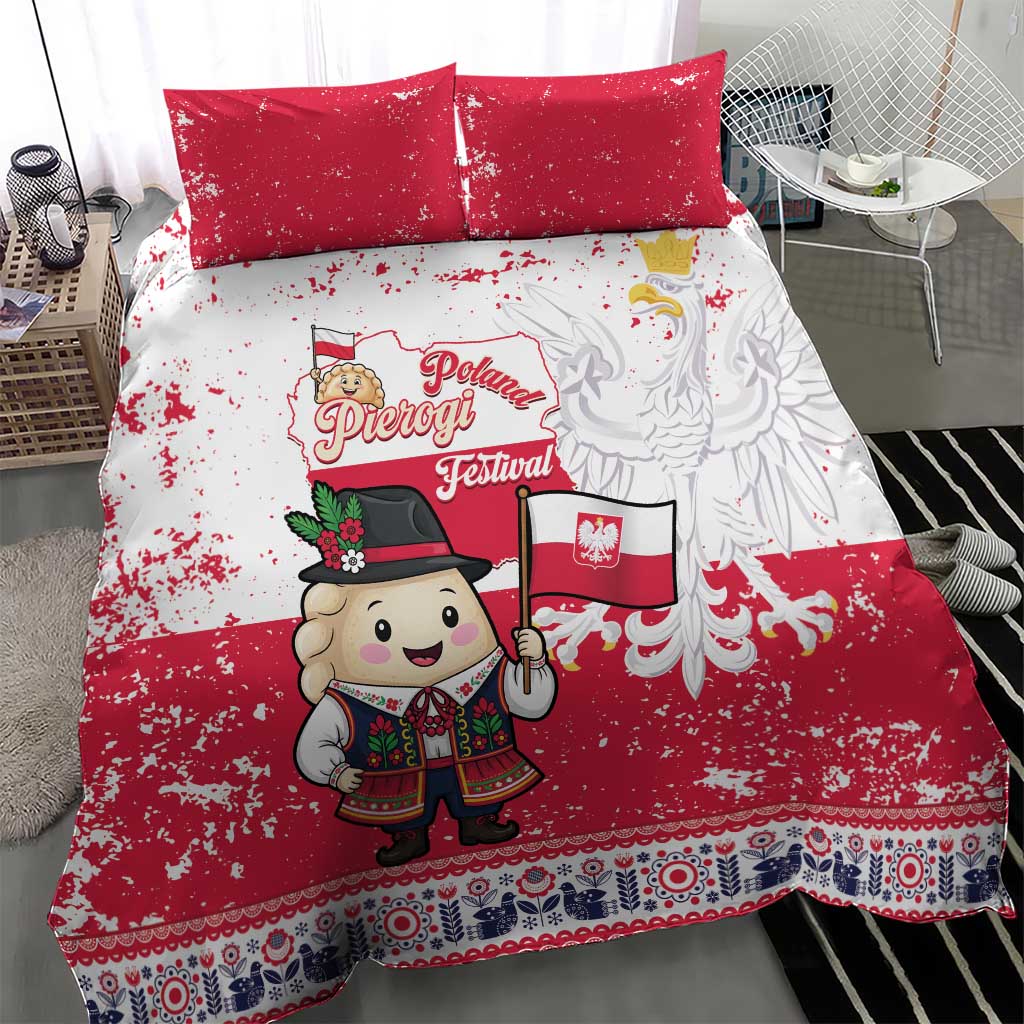 Poland Pierogi Festival Bedding Set Funny Dumpling Costume With Flag - Wonder Print Shop