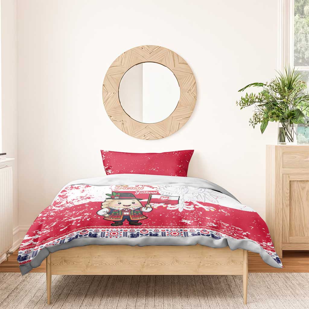 Poland Pierogi Festival Bedding Set Funny Dumpling Costume With Flag - Wonder Print Shop