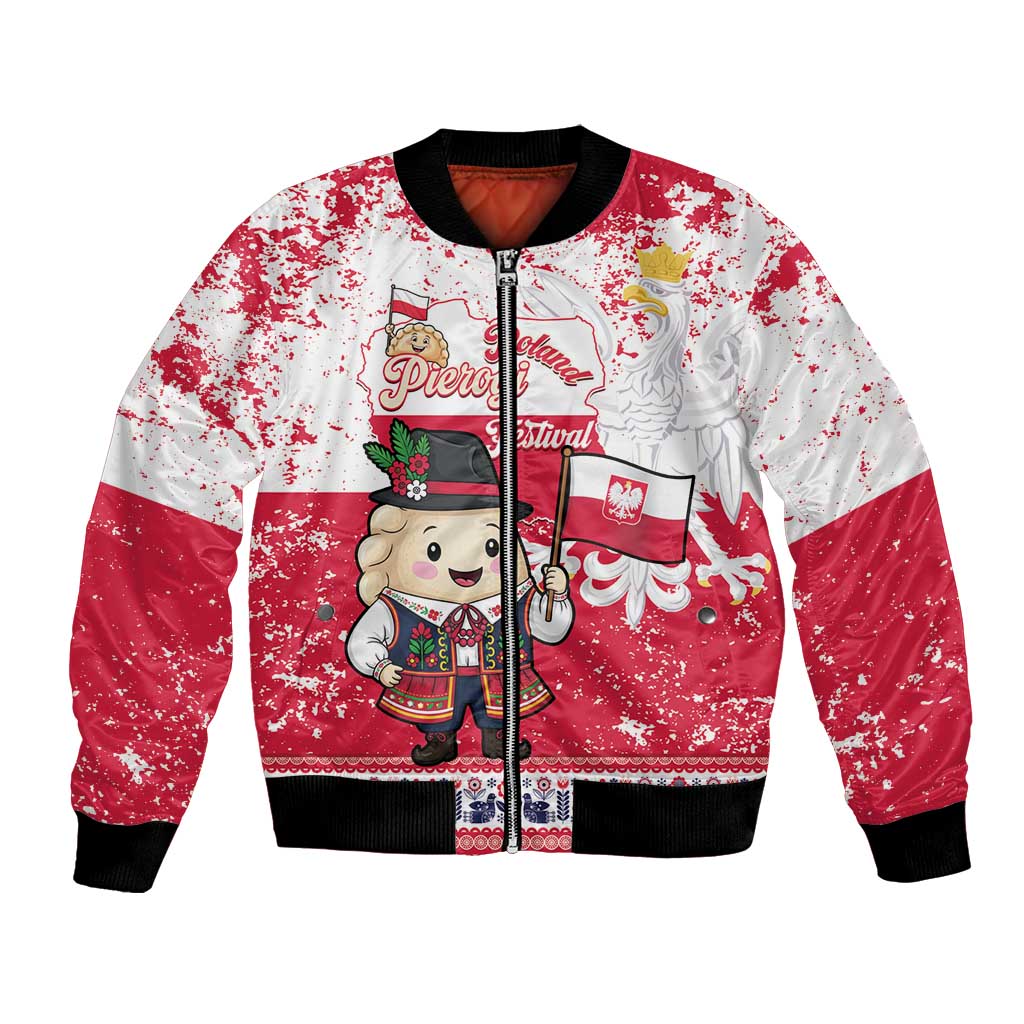 Poland Pierogi Festival Bomber Jacket Funny Dumpling Costume With Flag - Wonder Print Shop