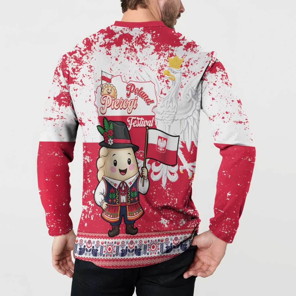 Poland Pierogi Festival Button Sweatshirt Funny Dumpling Costume With Flag - Wonder Print Shop