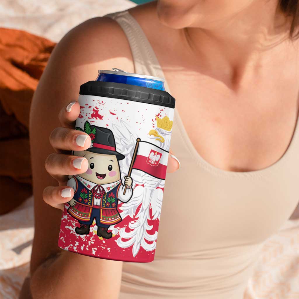 Poland Pierogi Festival 4 in 1 Can Cooler Tumbler Funny Dumpling Costume With Flag - Wonder Print Shop