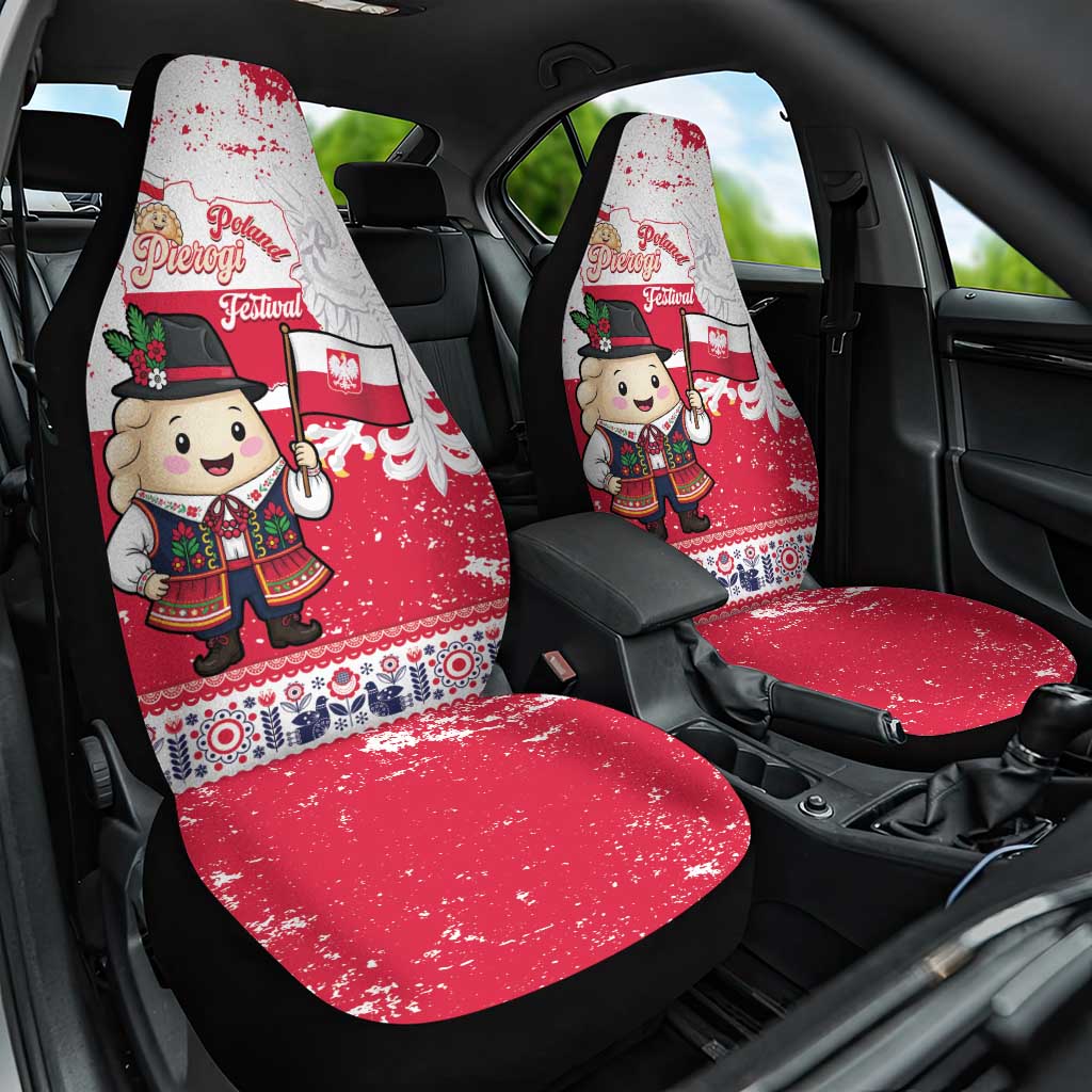Poland Pierogi Festival Car Seat Cover Funny Dumpling Costume With Flag - Wonder Print Shop