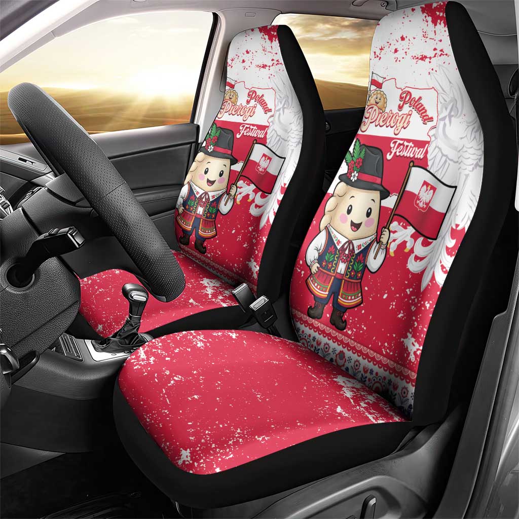 Poland Pierogi Festival Car Seat Cover Funny Dumpling Costume With Flag - Wonder Print Shop