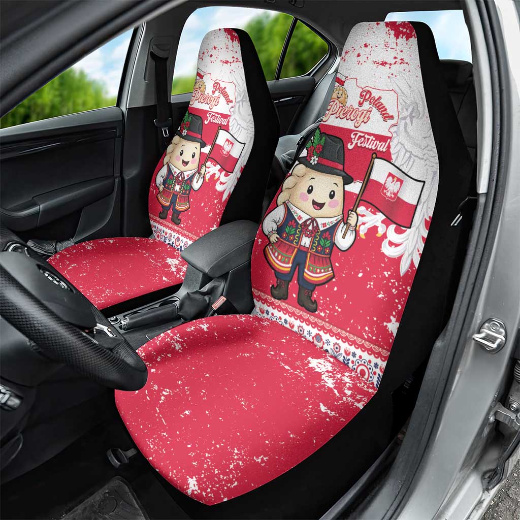 Poland Pierogi Festival Car Seat Cover Funny Dumpling Costume With Flag - Wonder Print Shop