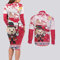 Poland Pierogi Festival Couples Matching Long Sleeve Bodycon Dress and Long Sleeve Button Shirt Funny Dumpling Costume With Flag - Wonder Print Shop
