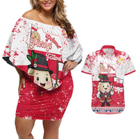Poland Pierogi Festival Couples Matching Off Shoulder Short Dress and Hawaiian Shirt Funny Dumpling Costume With Flag - Wonder Print Shop