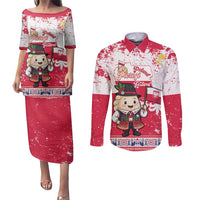 Poland Pierogi Festival Couples Matching Puletasi and Long Sleeve Button Shirt Funny Dumpling Costume With Flag - Wonder Print Shop