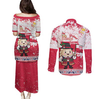Poland Pierogi Festival Couples Matching Puletasi and Long Sleeve Button Shirt Funny Dumpling Costume With Flag - Wonder Print Shop