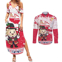 Poland Pierogi Festival Couples Matching Summer Maxi Dress and Long Sleeve Button Shirt Funny Dumpling Costume With Flag - Wonder Print Shop