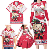Poland Pierogi Festival Family Matching Long Sleeve Bodycon Dress and Hawaiian Shirt Funny Dumpling Costume With Flag - Wonder Print Shop