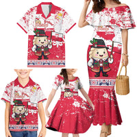 Poland Pierogi Festival Family Matching Mermaid Dress and Hawaiian Shirt Funny Dumpling Costume With Flag - Wonder Print Shop